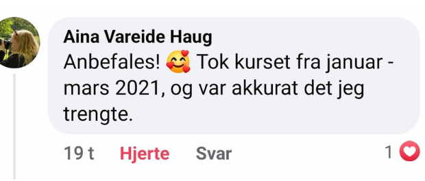 Tilbakemelding fra Aina Vareide Haug