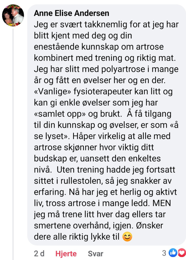 Tilbakemelding fra Anne Elise Andersen